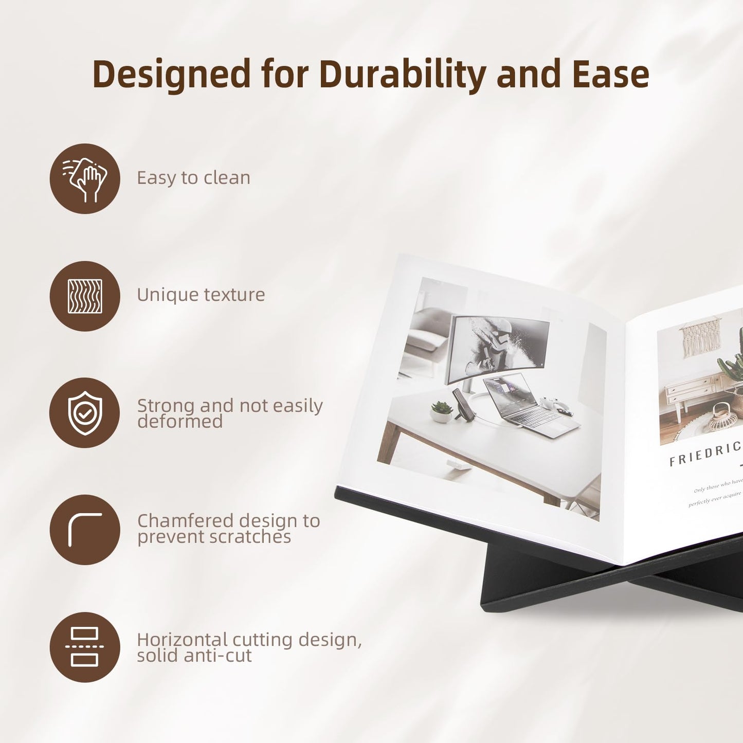 PUERSI Open Display Stand, Wooden Large Book Holder, Coffee Table Stand, Wood Easel for Magazine, Art, Cook Book, Bible, Quran - Black