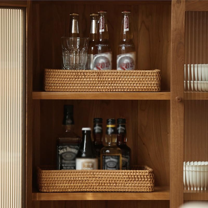 Tray for Coffee Table Storage Tray Fruit Basket Living Room Rectangular Household Fruit Plate Bread Vegetable Storage Tray Basket Tea Tray Charcuterie Boards(Small)