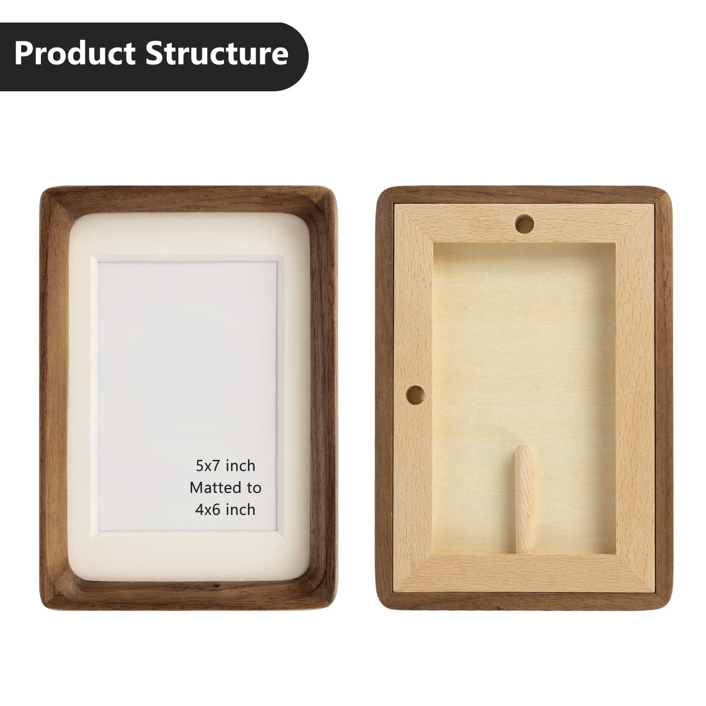 Hans Picture Frame,Made of Solid Wood Photo Frame for Wall Mounting or Tabletop Diaplay(Walnut,5"x7" matted to 4"x6")