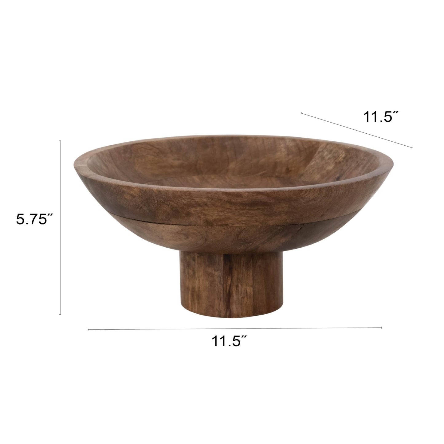 Bloomingville Mango Wood Footed Bowl, Walnut Finish