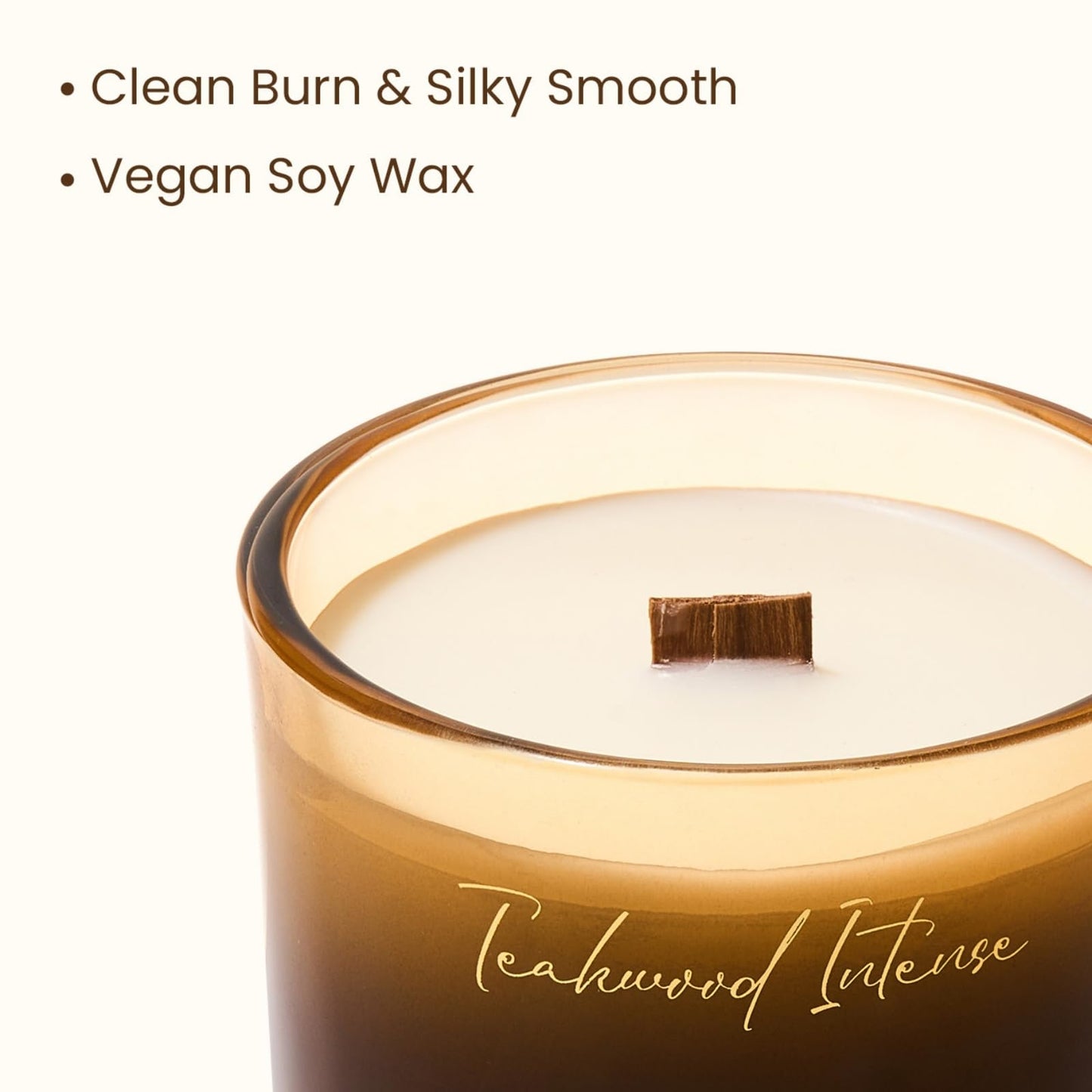 M&SENSE 9.88oz Natural Soy Wax Jar Candle with Wooden Wick | Teakwood Intense Scent | 55-Hour Burn & Long-Lasting Burn | Housewarming Gift for Men and Women