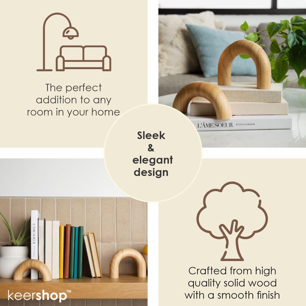 Home Decor Accents: Neutral Boho Living Room Decor - Natural 2pc Arches (Japandi Modern)