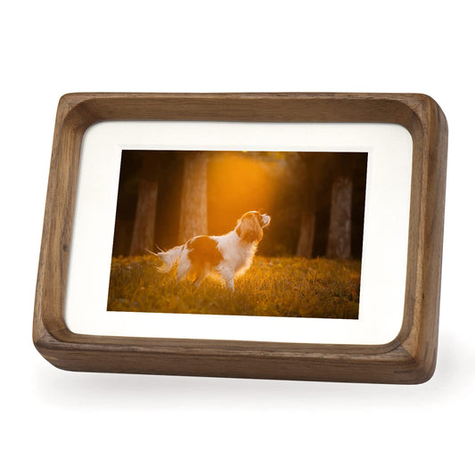 Hans Picture Frame,Made of Solid Wood Photo Frame for Wall Mounting or Tabletop Diaplay(Walnut,5"x7" matted to 4"x6")