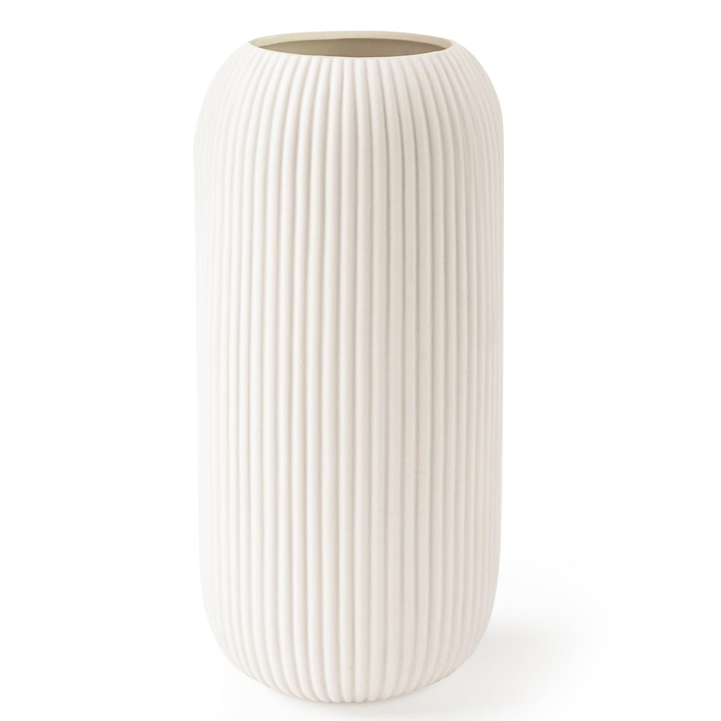 White Ribbed Flower Vase