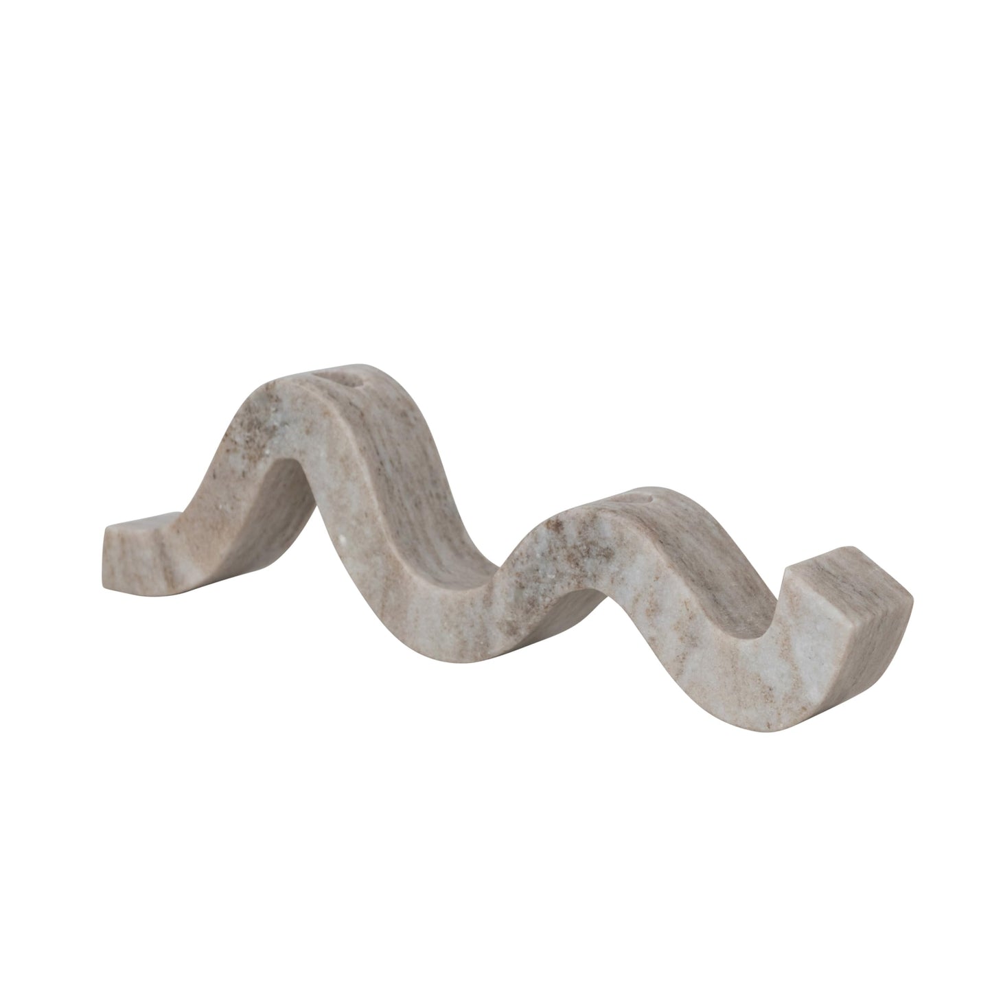 Bloomingville Marble Wave Double Taper Candle Holder, Beige