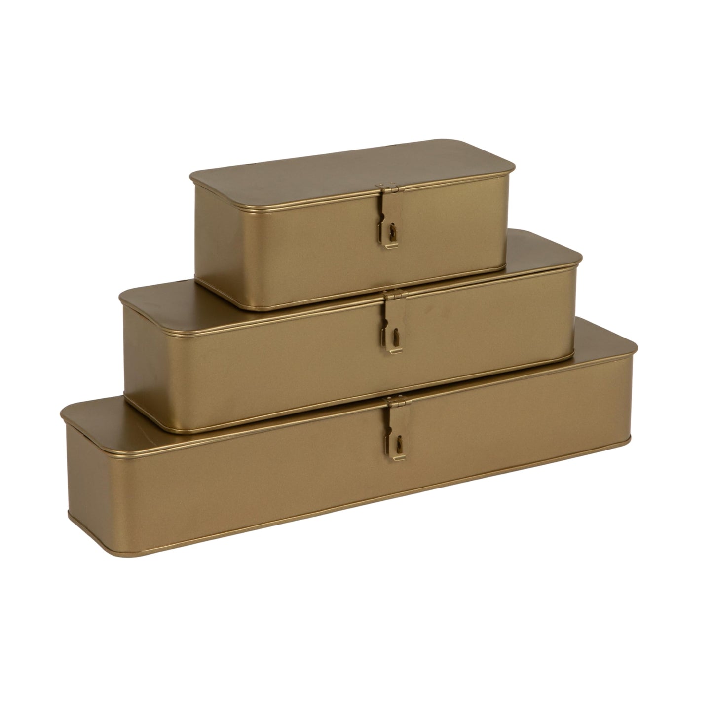 Decorative Metal Boxes with Gold Finish (Set of 3 Sizes)