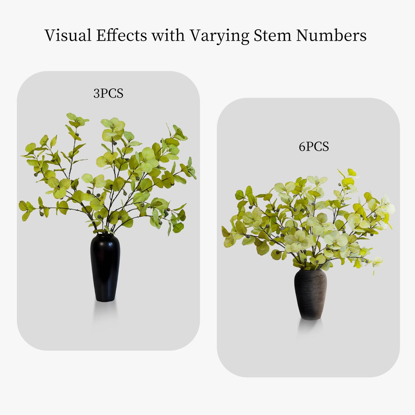 KBREE 41.3" Eucalyptus Stems, 3 Pcs Faux Eucalyptus with Seed Pods, Extra Long Stems Greenery Decor for Tall Vase, Home, Wedding & Office (Frosted Yellow Green)