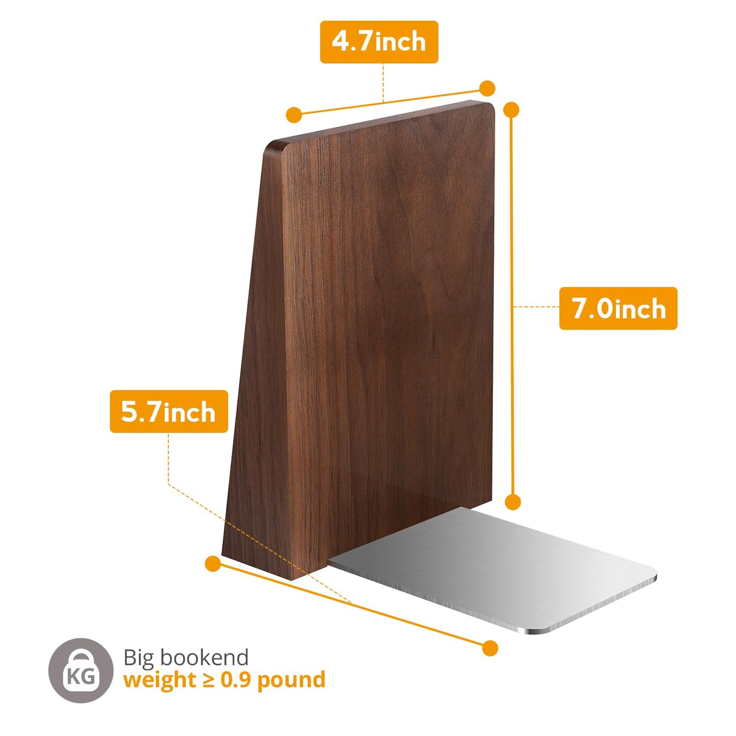 DRELIFAM Walnut Book Ends Heavy Duty Handmade Book Ends for Shelves Decorative Bookends to Hold Heavy Books (Black Walnut Wood Large)