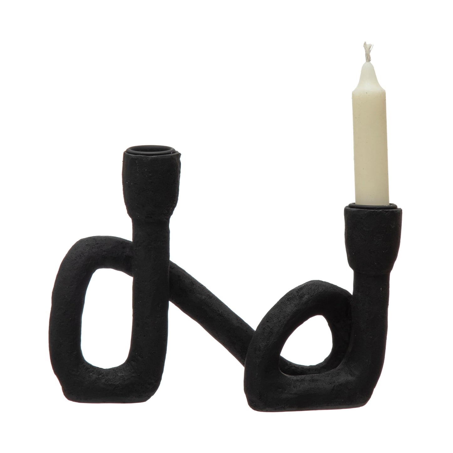 Bloomingville Modern Sculptural Double Taper Candle Holder, Black