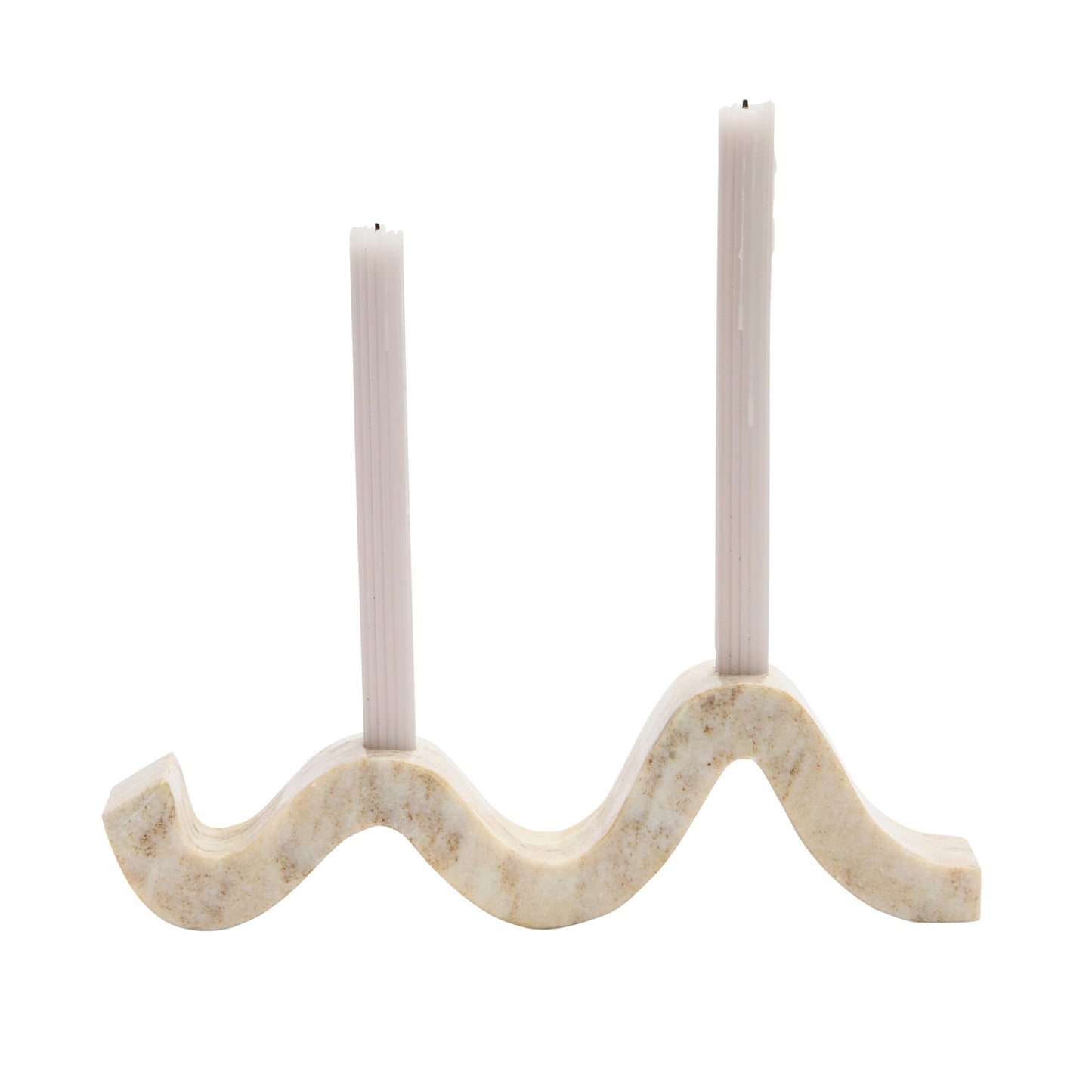 Bloomingville Marble Wave Double Taper Candle Holder, Beige