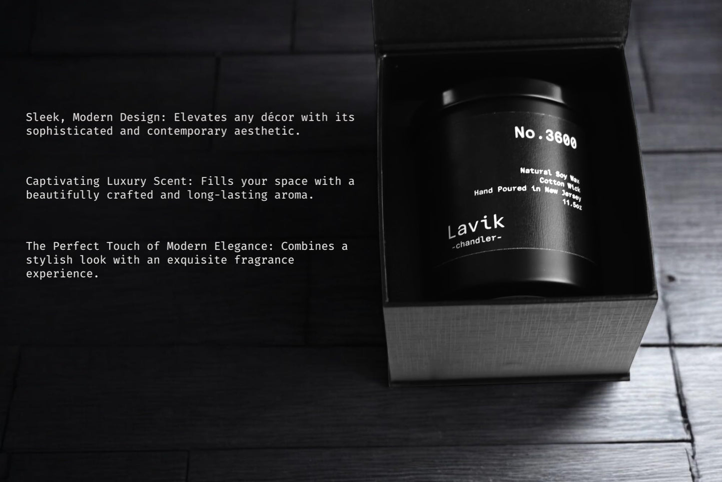 Luxury 11.50oz Scented Candle with grounding Base Notes of Birch, Cedarwood, Musk, Oakmoss, and Patchouli. Natural Soy Wax, Cotton Wick, Matte Black Jar. Gift or Elegant Decor for Home & Office