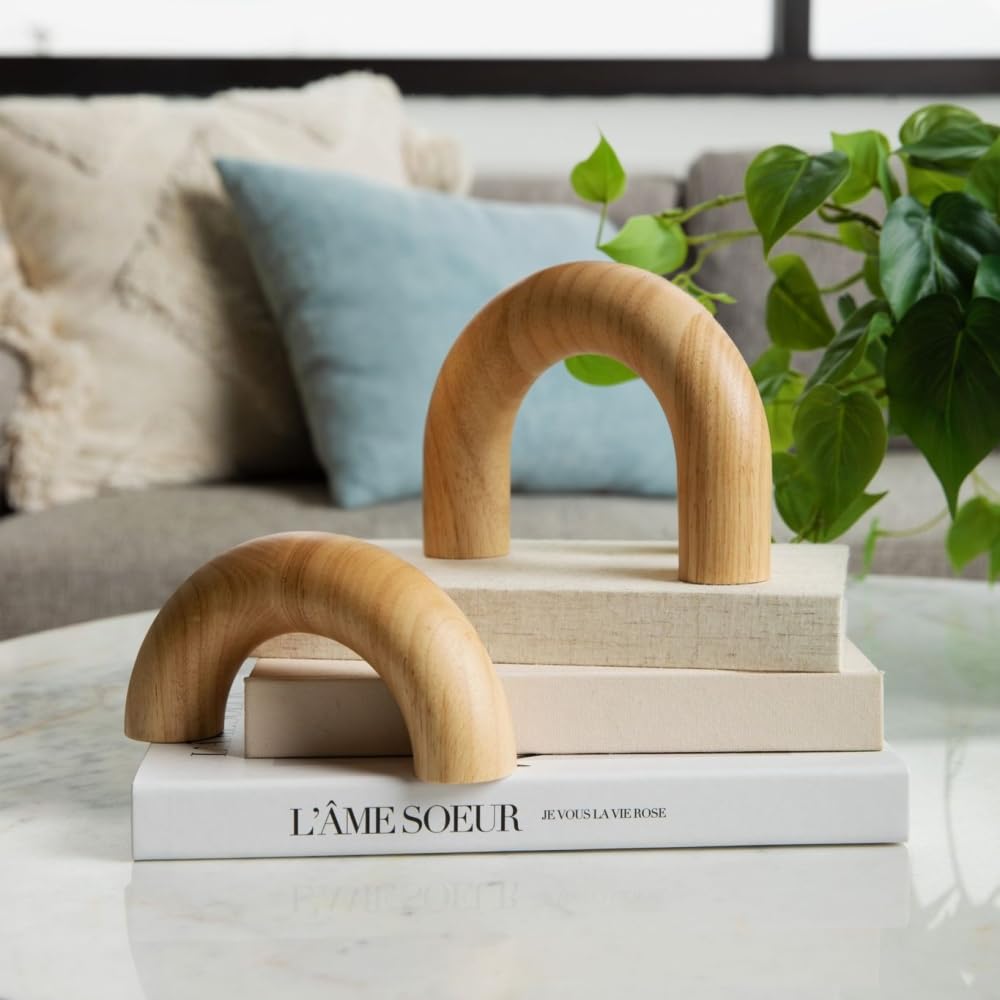 Home Decor Accents: Neutral Boho Living Room Decor - Natural 2pc Arches (Japandi Modern)
