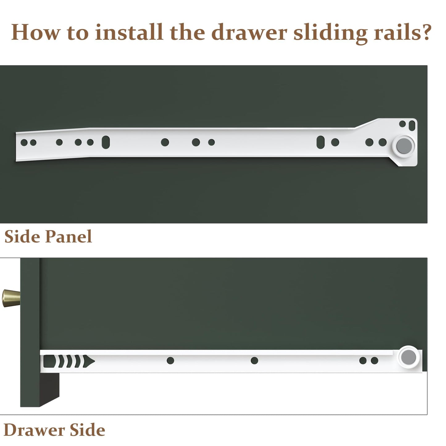 RoyalCraft Large 3 Drawer Dresser Set of 2, Fluted Chest of Drawers with Storage, Modern Painted 30 inch Tall Nightstand for Bedroom Living Room Entryway, Green