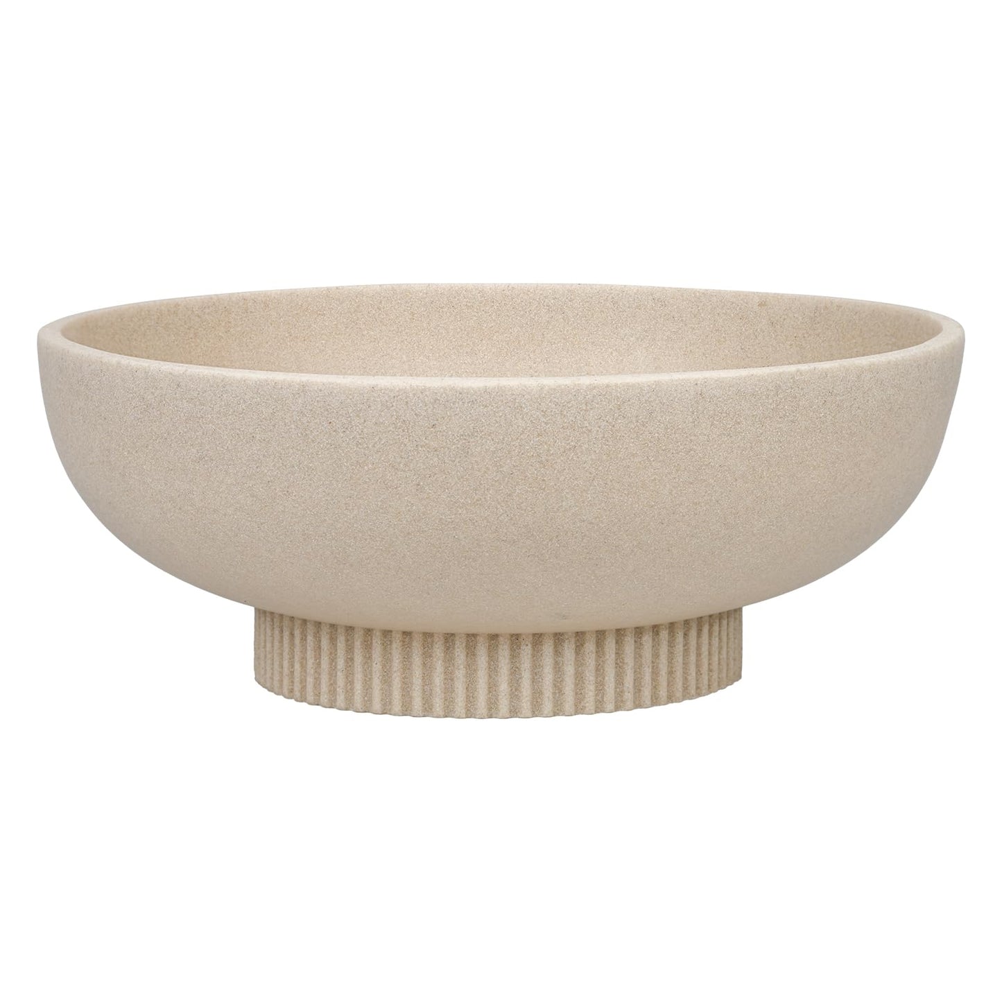 Large Resin Pedestal Decorative Bowl - Modern Handicraft Bowls for Home Decor - Fruit Bowl for Kitchen Counter - Key Bowl for Entryway Table,Artificial Stone Beige