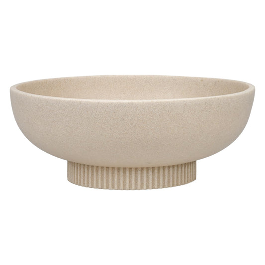 Large Resin Pedestal Decorative Bowl - Modern Handicraft Bowls for Home Decor - Fruit Bowl for Kitchen Counter - Key Bowl for Entryway Table,Artificial Stone Beige