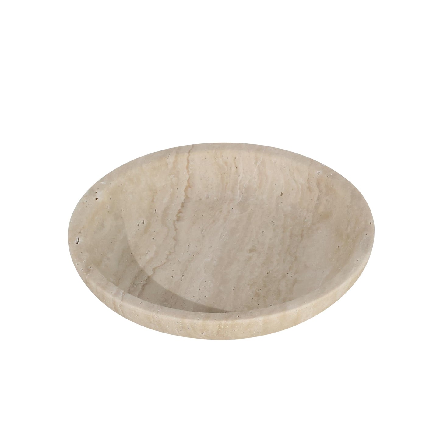 SZGYCSM Travertine Jewelry Dish Tray - Decorative Stone Catchall Bowl for Entryway Table, Keys & Rings Holder, Natural Marble Home Decor Organizer (5.5 Inch)