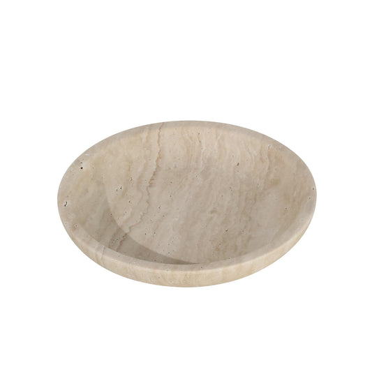 SZGYCSM Travertine Jewelry Dish Tray - Decorative Stone Catchall Bowl for Entryway Table, Keys & Rings Holder, Natural Marble Home Decor Organizer (5.5 Inch)