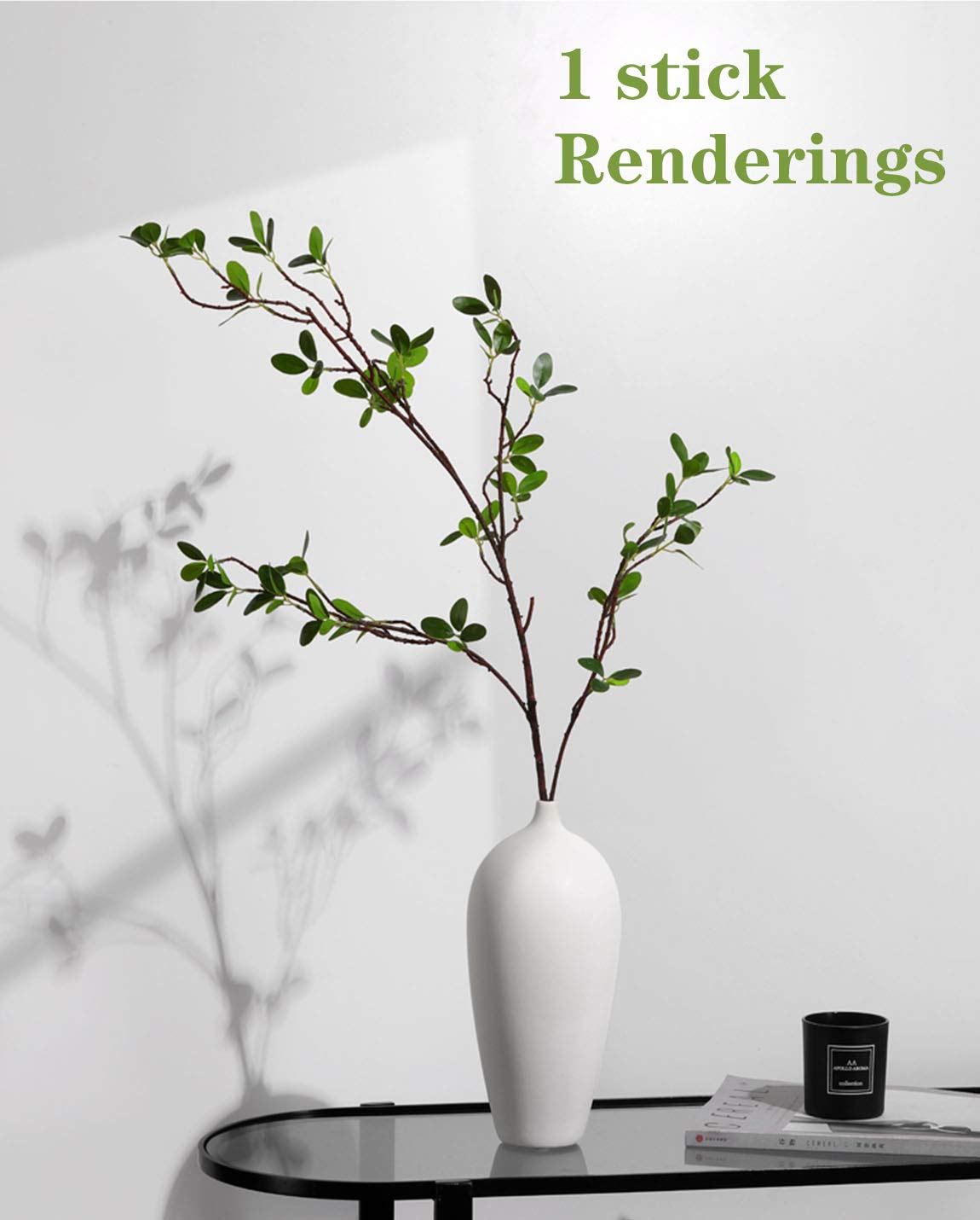 Artificial Plant 43.3 Inch Green Branches Leaf Shop Garden Office Home Decoration (2 pcs)