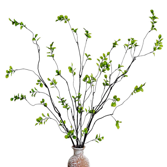 4 Pcs Artificial Ficus Branches Faux Eucalyptus Stems, 47.2 Inch Fake Greenery Stems Artificial Plants for Vase Filler Decoration, Fake Leaves Branches Centerpieces Decor