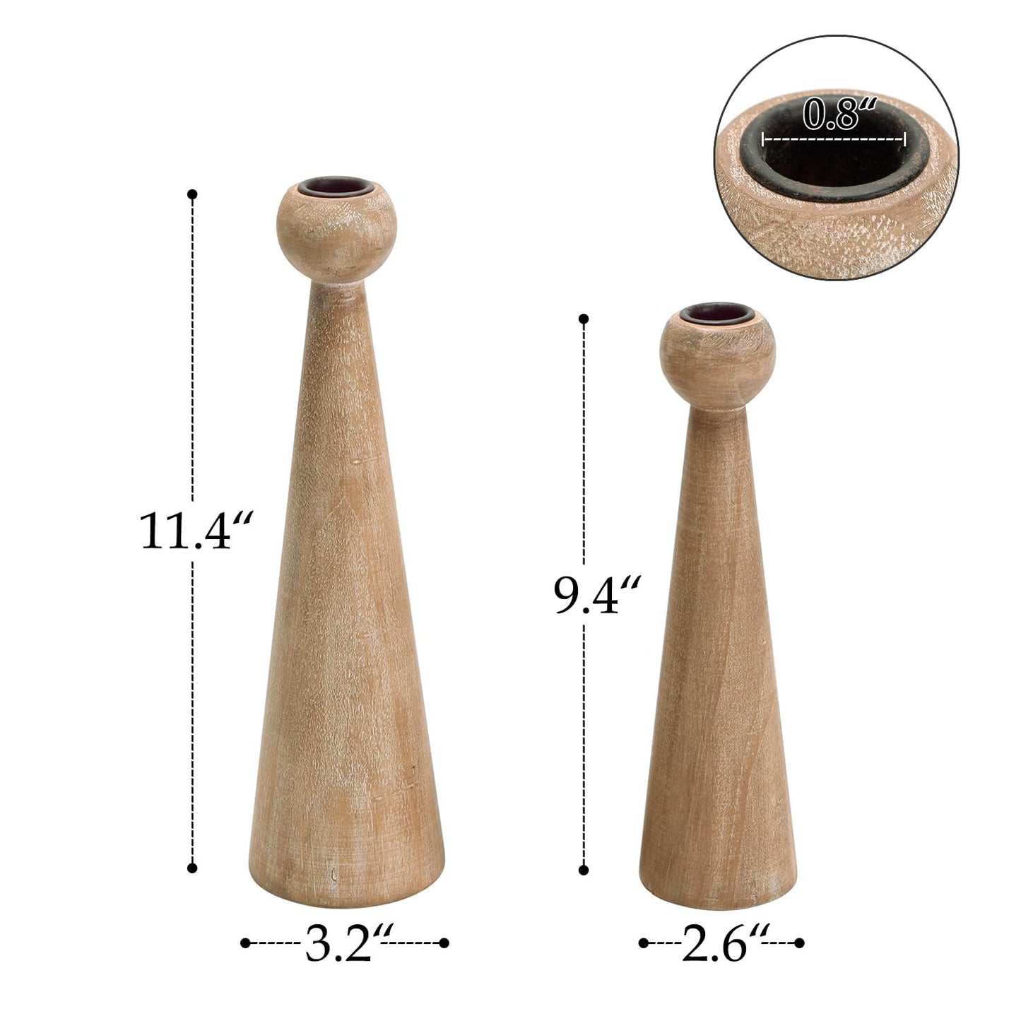 NIKKY HOME Wood Taper Candle Holders Set of 2, Farmhouse Tall Candle Stand Decorative Candlestick for Wedding Party Mantle Fireplace Dining Room Table Centerpieces Decor
