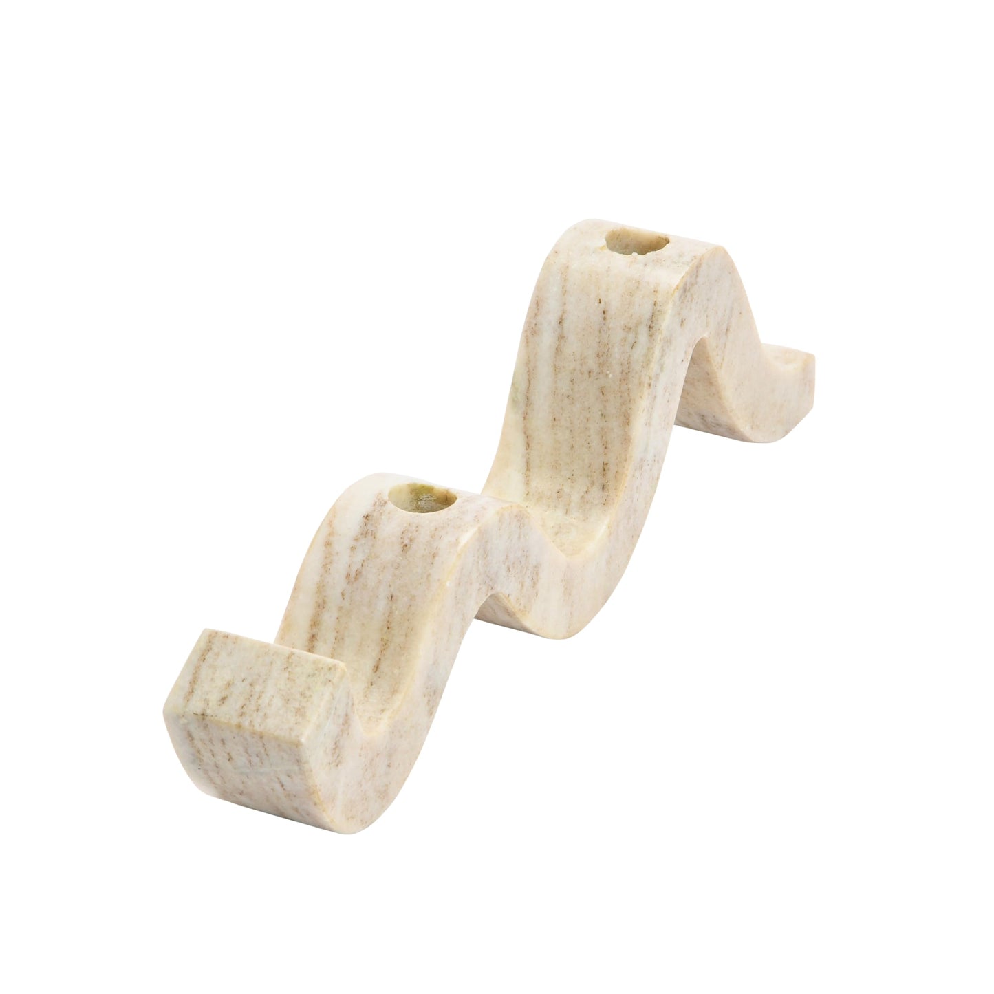 Bloomingville Marble Wave Double Taper Candle Holder, Beige