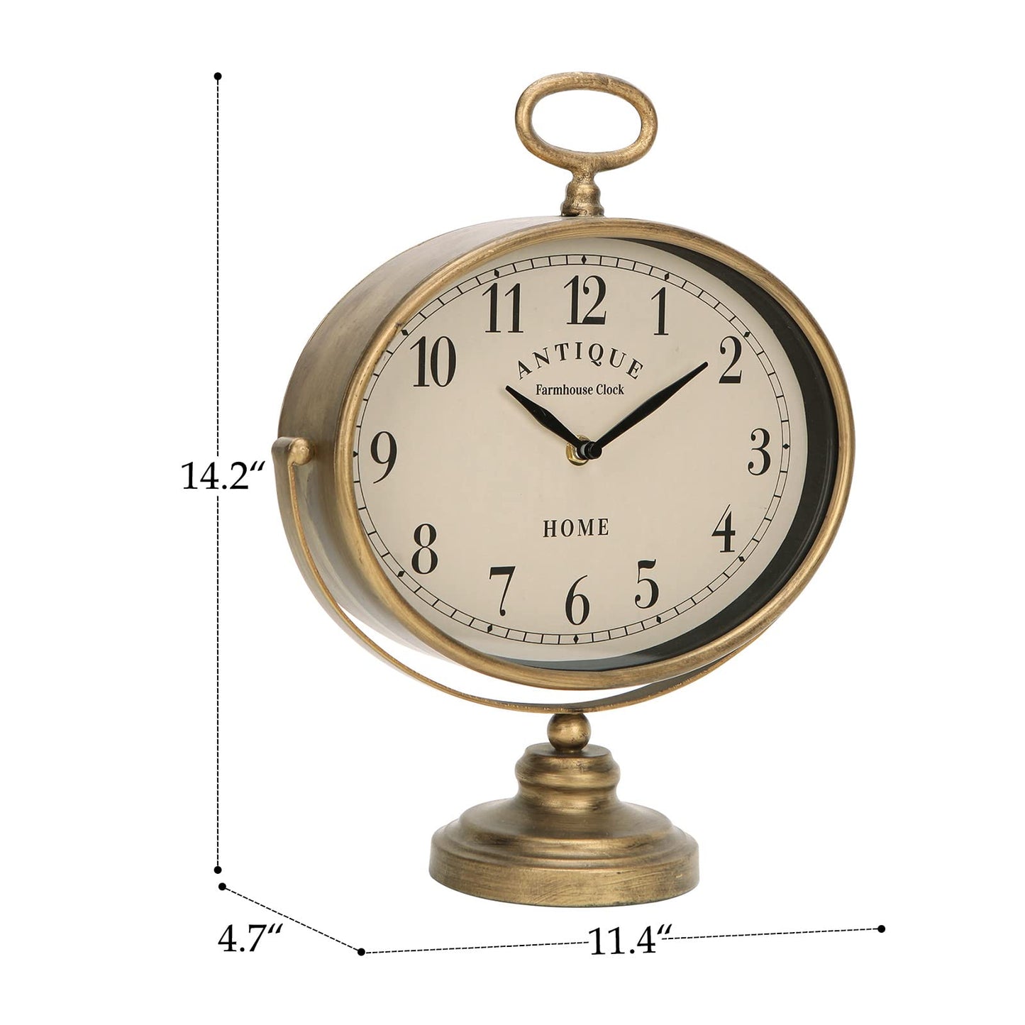 NIKKY HOME Antique Table Clock, Gold Retro Desk Clock with Silent-Non-Ticking Battery Operated Rustic Desk Clock for Living Room, Tabletop, Countertop