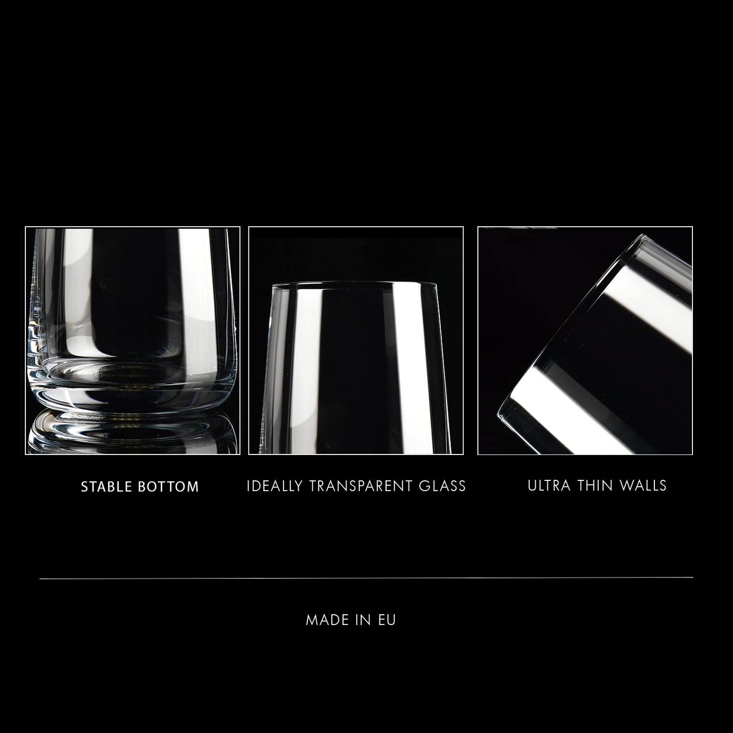 Krosno Water Glasses, Set of 6, 16.6 fl oz, Water Drinks Juice, Infinity Collection, Lead-Free Lightweight Glass, Everyday Drinking Glass, Dishwasher Safe, Made in Europe