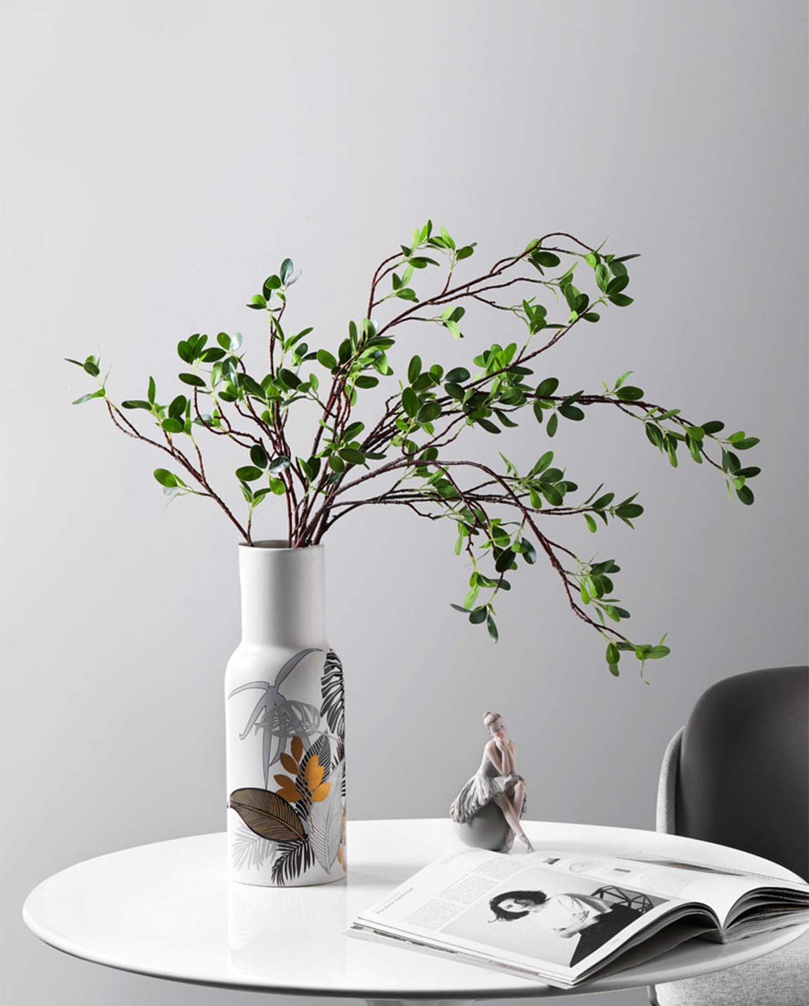 Artificial Plant 43.3 Inch Green Branches Leaf Shop Garden Office Home Decoration (2 pcs)