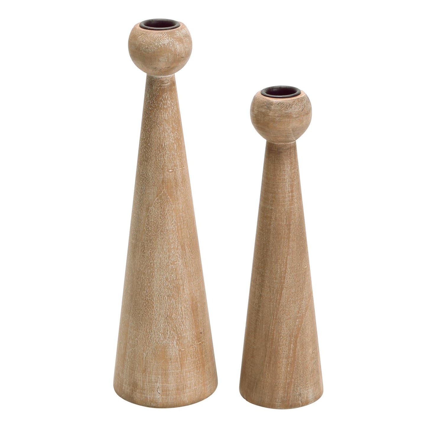 NIKKY HOME Wood Taper Candle Holders Set of 2, Farmhouse Tall Candle Stand Decorative Candlestick for Wedding Party Mantle Fireplace Dining Room Table Centerpieces Decor