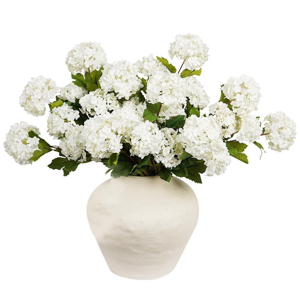 Artificial Flowers for Decoration, 3Pcs 23inch White Hydrangea Fake Flowers, Artificial Silk Flowers Bouquets Faux Flowers for Vase Faux Floral Stems for Wedding Party Kitchen Home Decorations