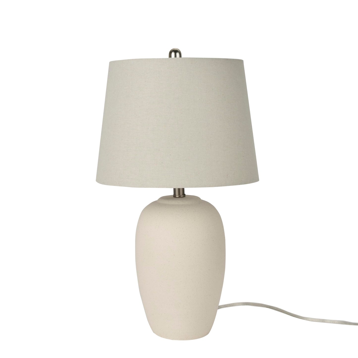 Nourison Home 23" Natural White Ceramic Jar Table Lamp for Bedroom, Living Room, Dining Office, with Off-White Shade