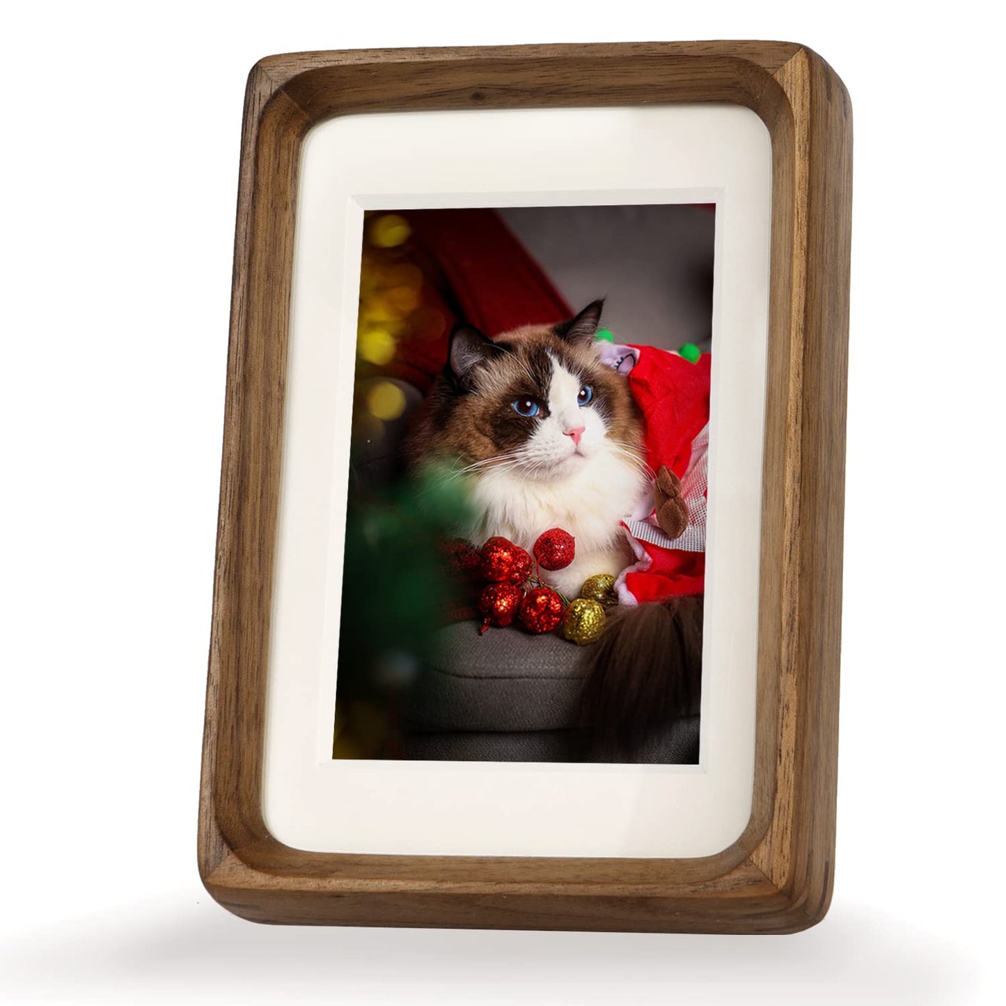 Hans Picture Frame,Made of Solid Wood Photo Frame for Wall Mounting or Tabletop Diaplay(Walnut,5"x7" matted to 4"x6")