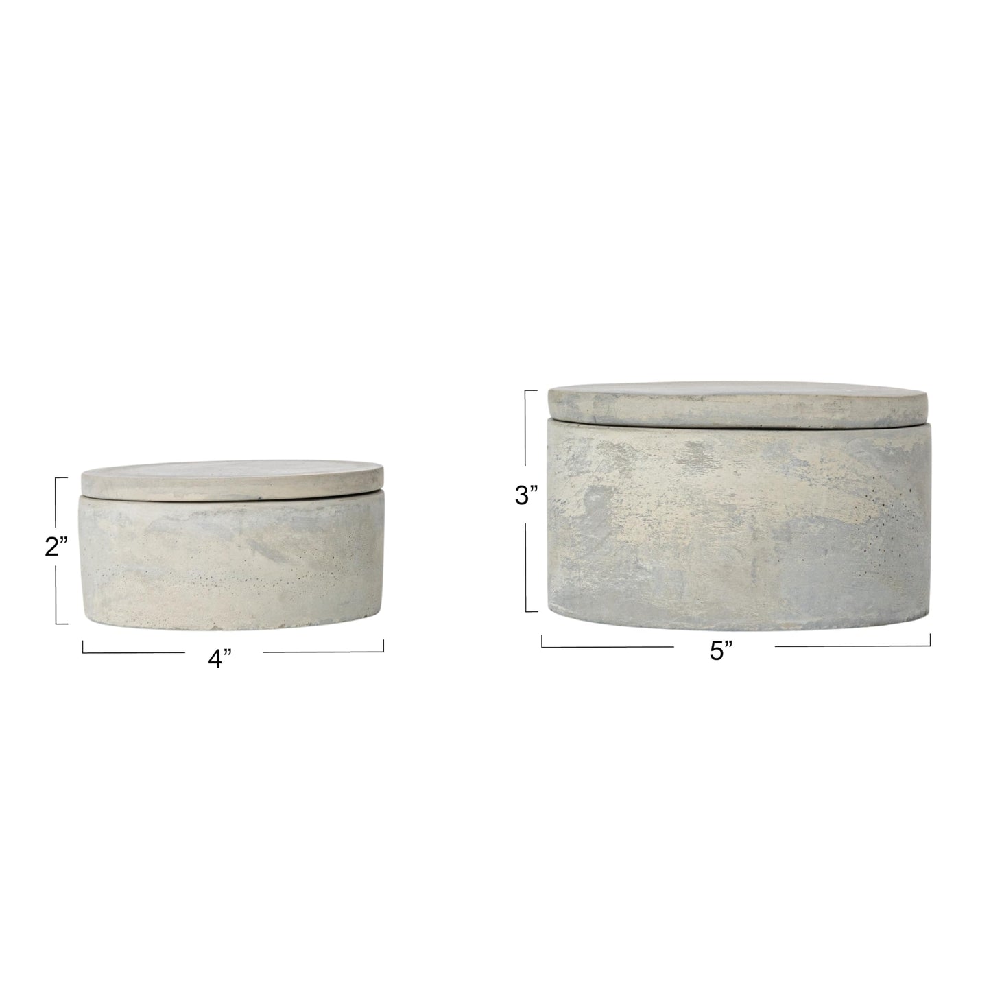 Bloomingville A75500081 Set of 2 Grey Round Decorative Cement Lids Boxes
