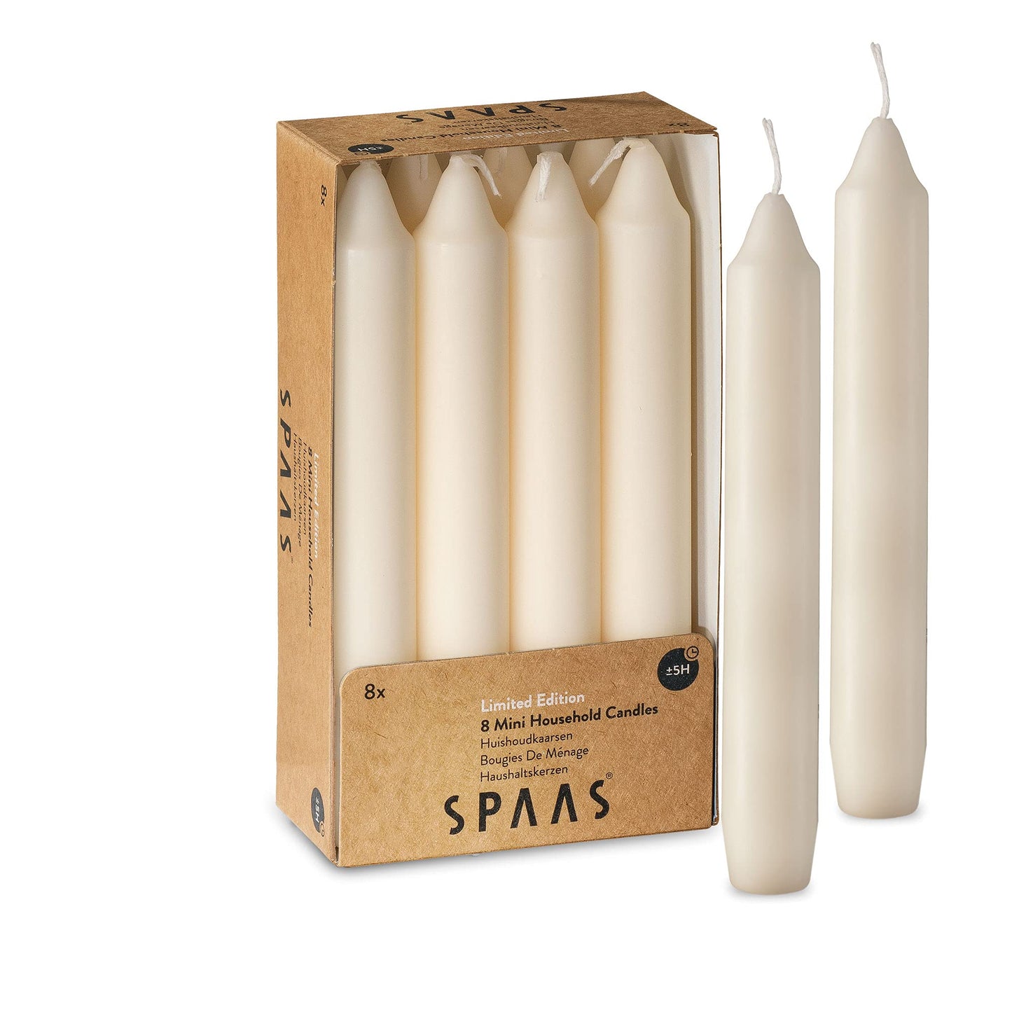 Straight Ivory Candlesticks - Pack of 8 6" Long Candles - 5 Hour Long Burning Unscented for Emergency, Chime, Table, Wedding, and Home Decoration