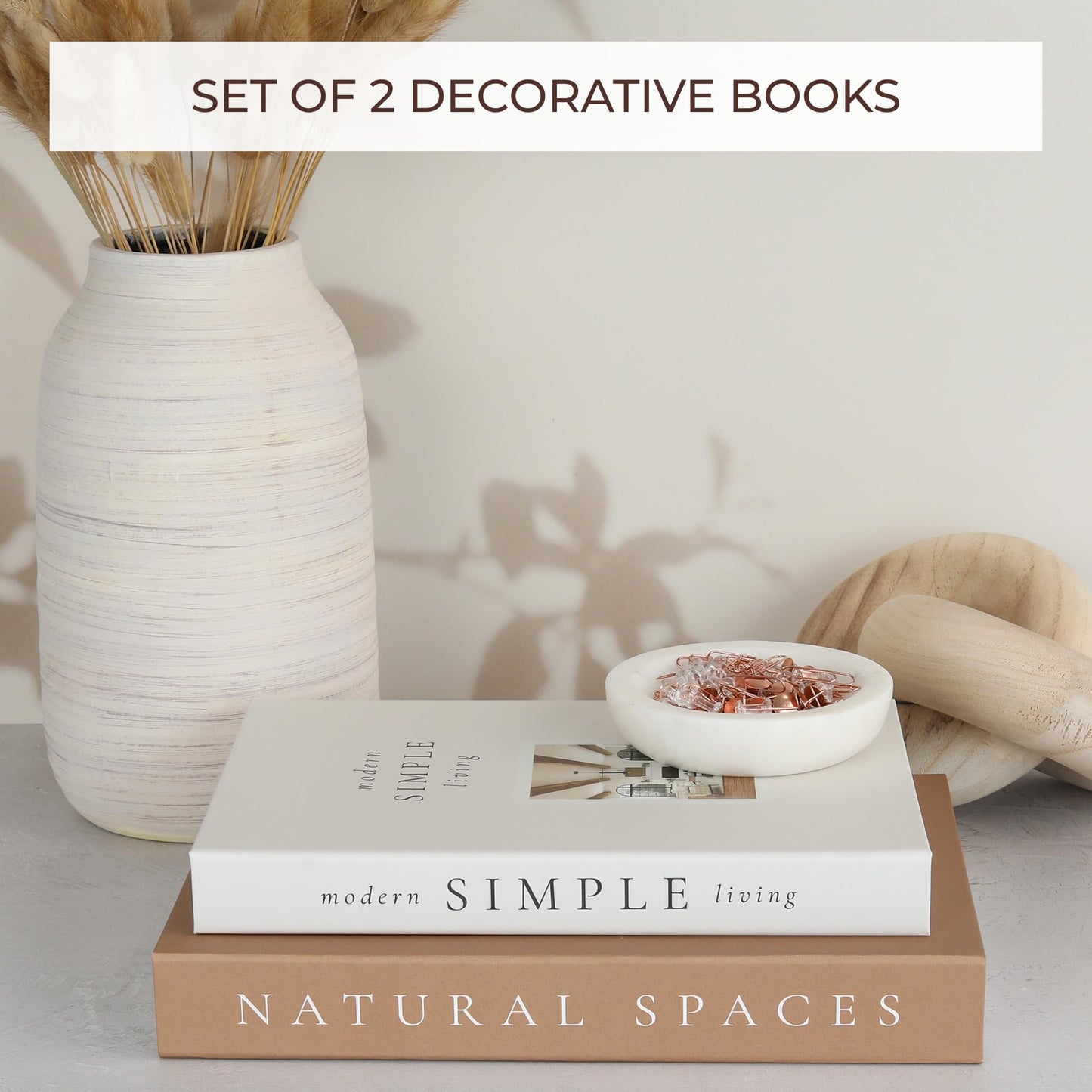 Beautiful Decorative Books - Set of 2 Boxes Enhance Your Coffee Table, Bookshelf or Mantle Decor - Aesthetic Fake/Faux Books for Modern Home Decoration, Photo Storage and as a Keepsake Box