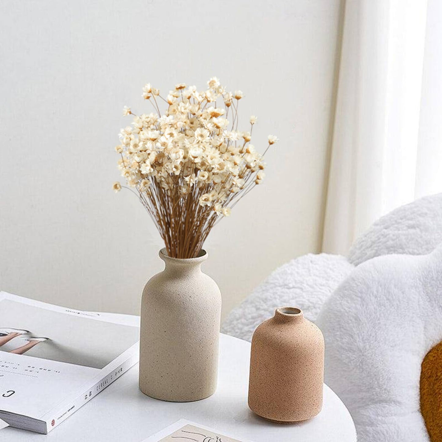 320 Stems Dried Flowers Brazilian Small Star Daisy Decorative Dried Flowers Mini Daisy Chamomile Bouquet for DIY Vase Wedding Wreath Card Making Table Gift Home Decor (White)