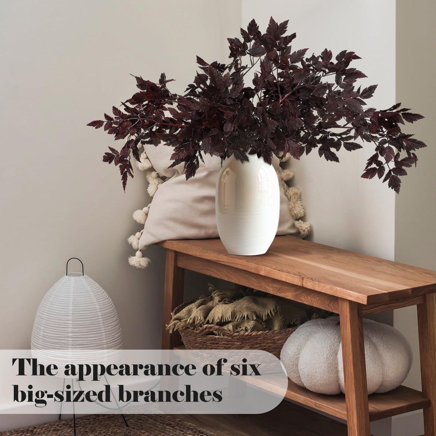 Lyrow 3 Pack Artificial Cimicifuga Plant Leaf Spray Faux Plum Cimicifuga Ramosa Leaf Branch Faux Fall Spray Silk Plants for Home Vase Wedding Garden Farmhouse Table Mantel Decor (32 Inches)