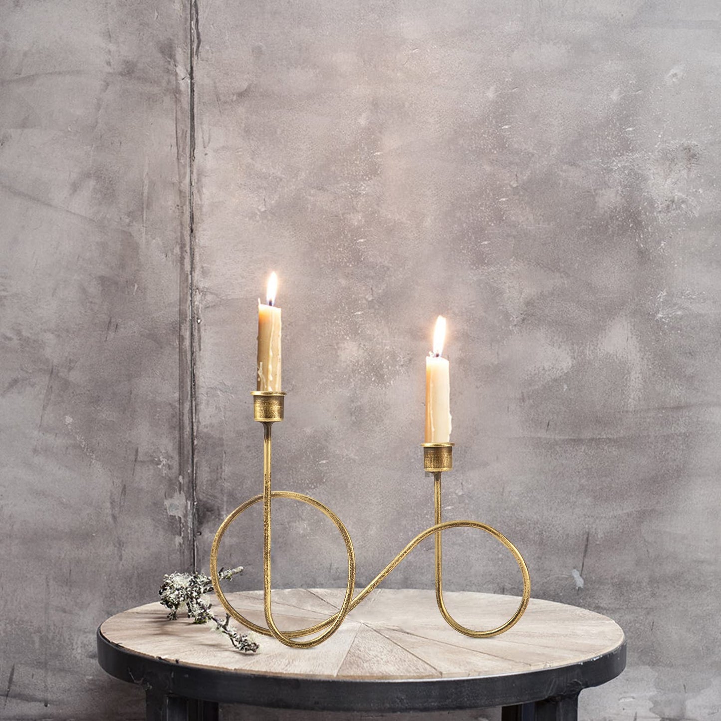 Twisted Brass Style Candle Holder, Candlestick Holder for Table Decoration, Holiday, Wedding, Housewarming