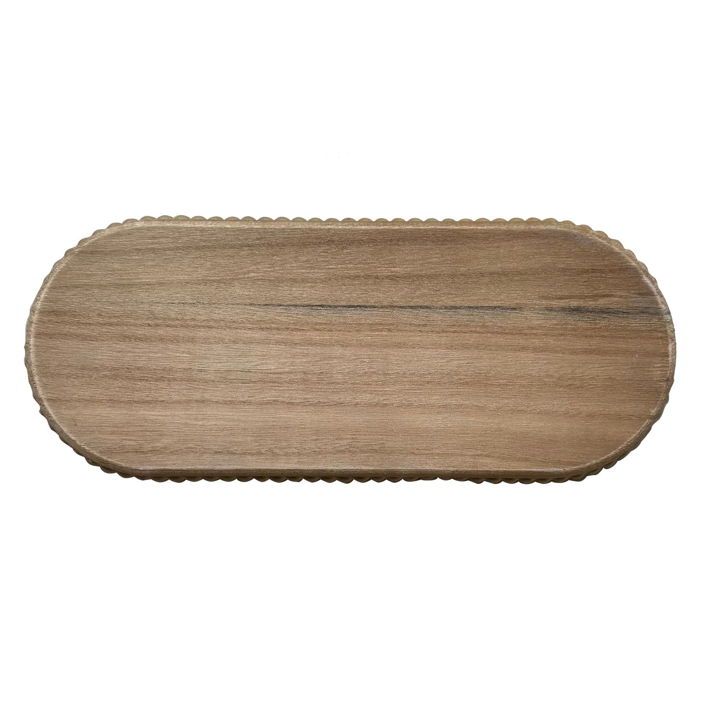 dwellington Wooden Farmhouse Decorative Tray, 12in Rustic Beaded Tray for Living Room Decor, Kitchen Table Décor, Oval Coffee Table Serving Tray (Natural)