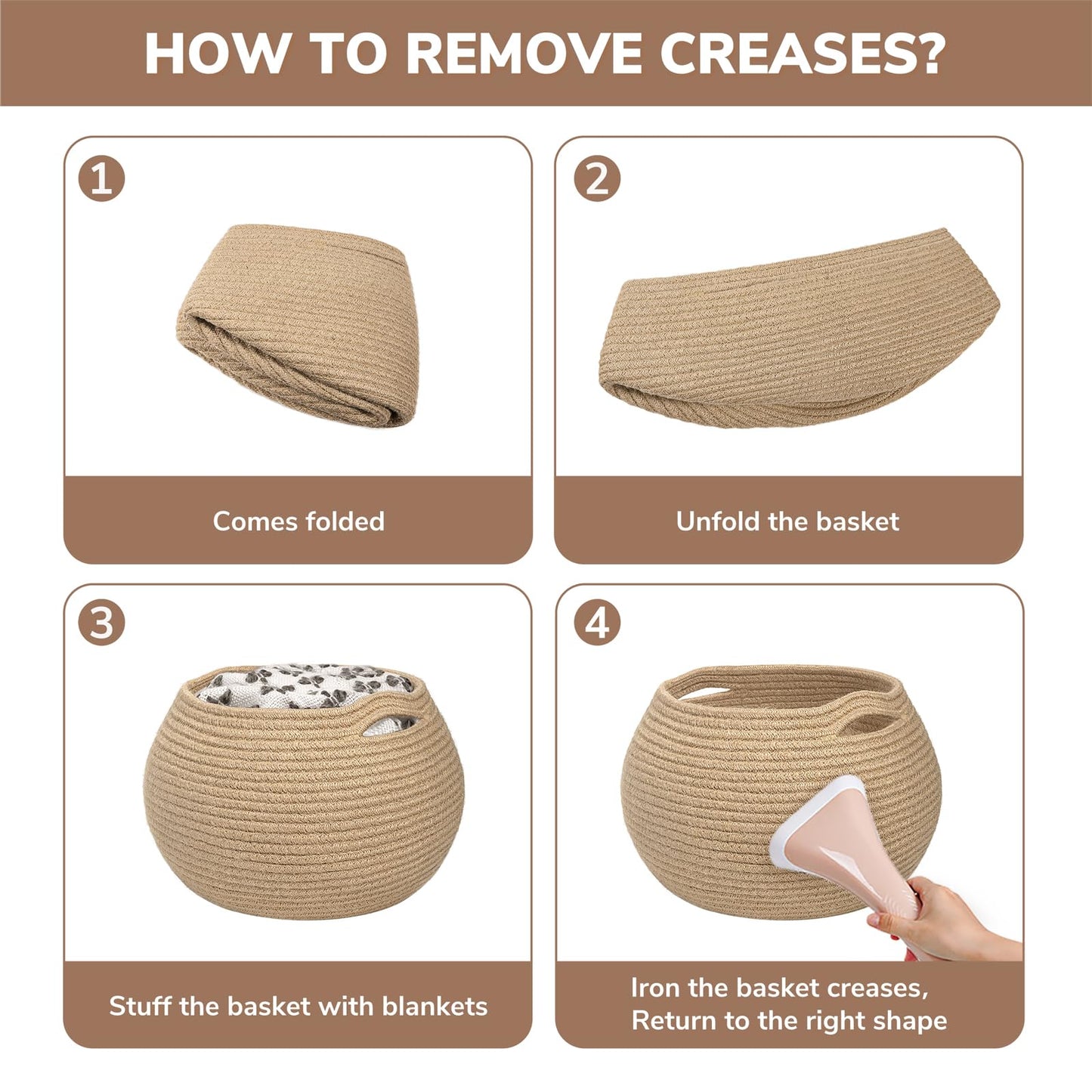 Goodpick Wicker Storage Basket for Living Room, Small Round Woven Basket for Toys, Towel, Bedroom, Children Corner Decoration Plant Baskets Indoor, Jute, 10"D x 8.3"H