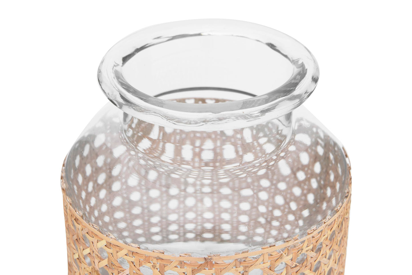 Bloomingville 8"H Glass Vase with Decorative Cane Sleeve