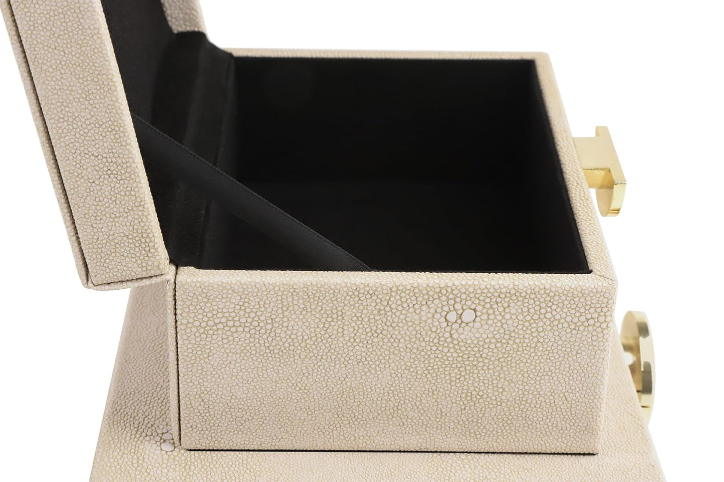 HofferRuffer Faux Leather Jewelry Boxes, Decorative Boxes Storage Accessory Organizer with Gold Hardware Decor, Classic Vegan Leather Set of 2 Pieces (Light Grey)