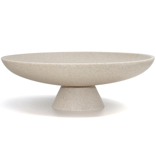 LIN CHUAN Large Decorative Bowl, Modern Resin Pedestal Bowl for Home Decor, Stylish Fruit Bowl for Kitchen Counter, Chic Key Holder for Entry Table, Beige