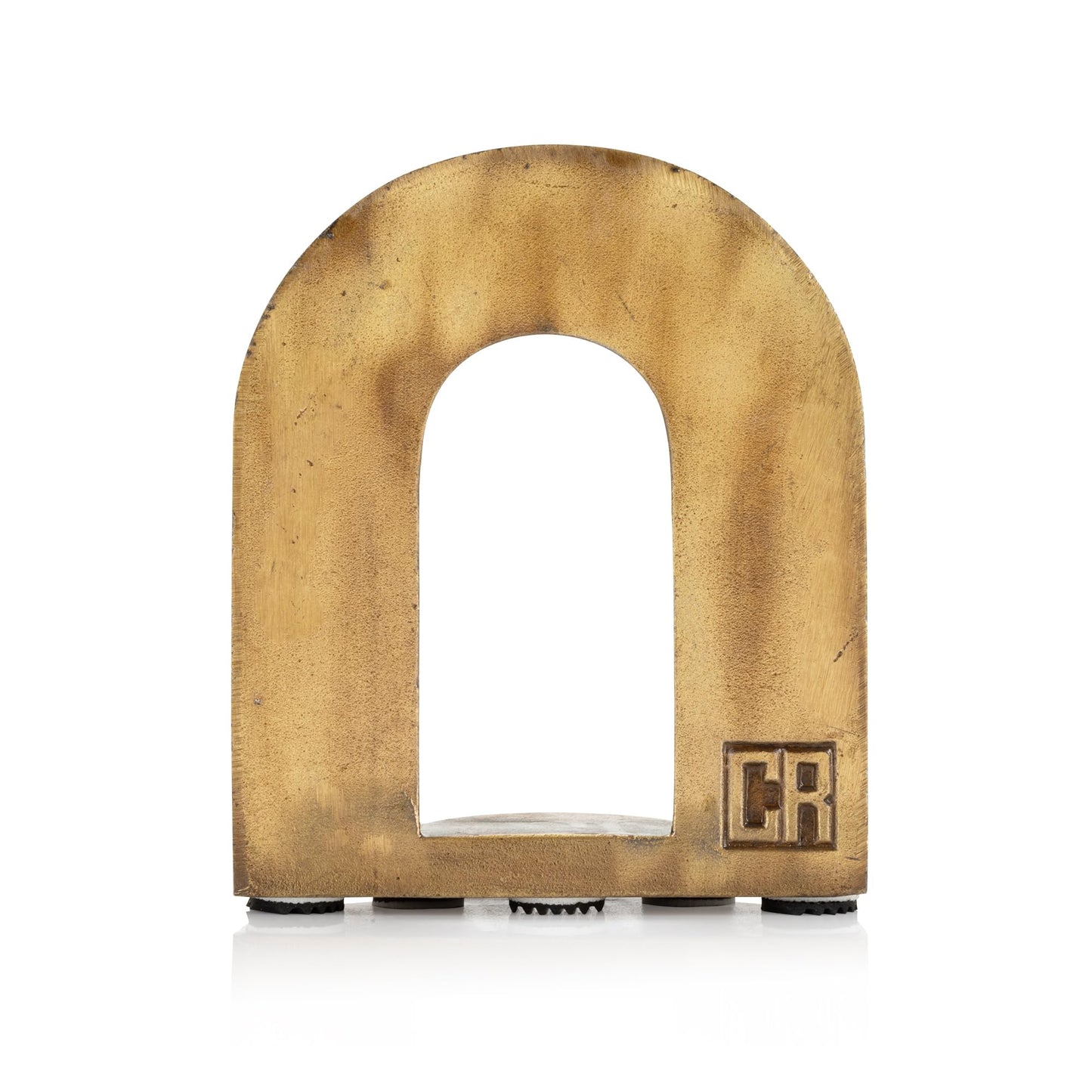 CRAFTSMAN ROAD Brick Arch Bookends Set, Antique Brass Book Ends, 2 Decorative Bookends for Shelves or Bookcase, Cast Iron Bookends, Stylish Brass Bookends, Non-Skid Anti-Slip Heavy Duty Bookends