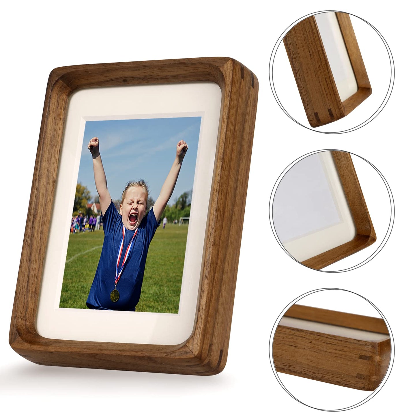 Hans Picture Frame,Made of Solid Wood Photo Frame for Wall Mounting or Tabletop Diaplay(Walnut,5"x7" matted to 4"x6")