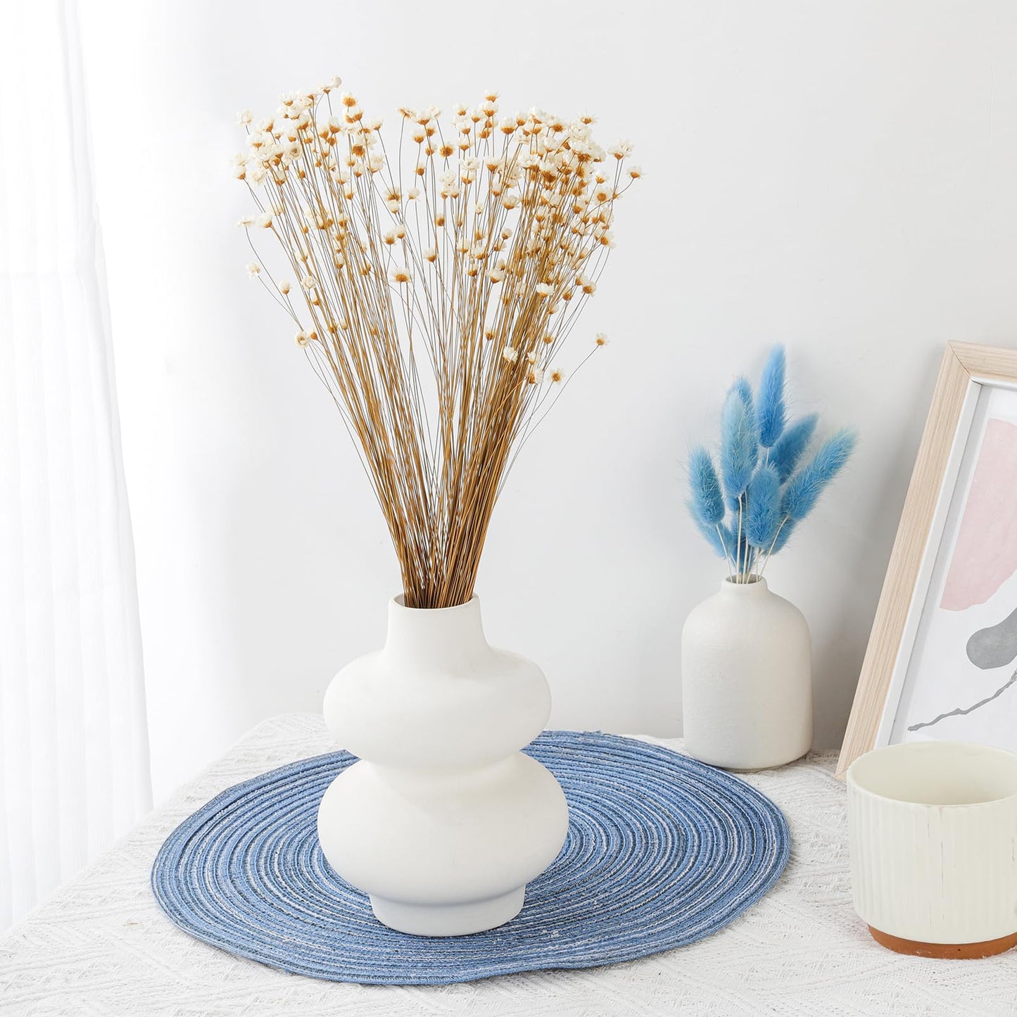 320 Stems Dried Flowers Brazilian Small Star Daisy Decorative Dried Flowers Mini Daisy Chamomile Bouquet for DIY Vase Wedding Wreath Card Making Table Gift Home Decor (White)