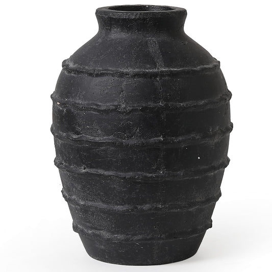 Kokrose Black Terracotta Vase, Black Vases Home Decor for Centerpieces, Large Vintage Rustic Flower Vase for Home Decor, Pottery Ceramic Vases, Table Top Fireplace Mantel Decor