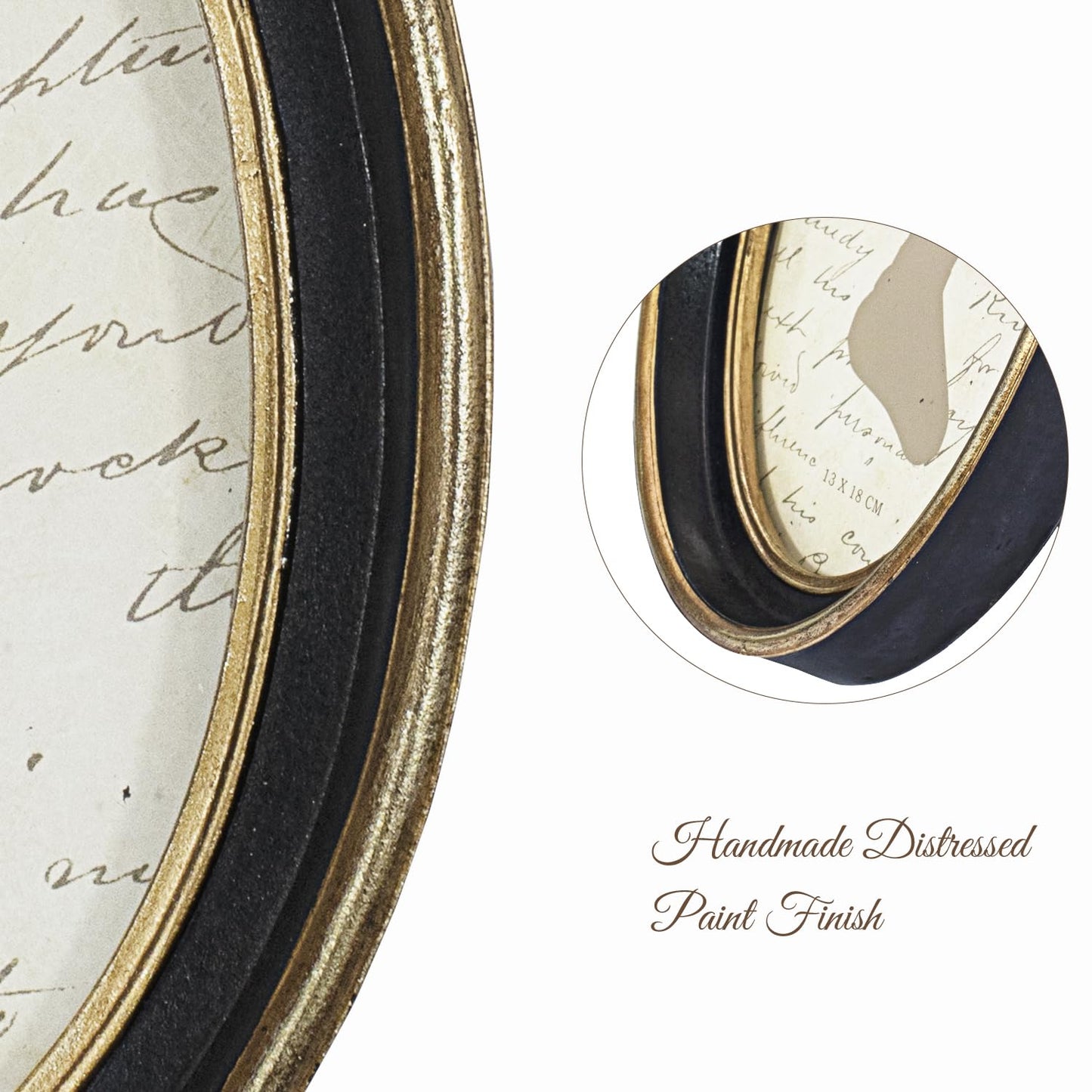 AELS 5x7 Inch Vintage Picture Frame, Elegant Antique Photo Frames with Glass Front, Photo Display, Tabletop Wall Hanging, Gift Ideas, Black Oval with Gold Trim