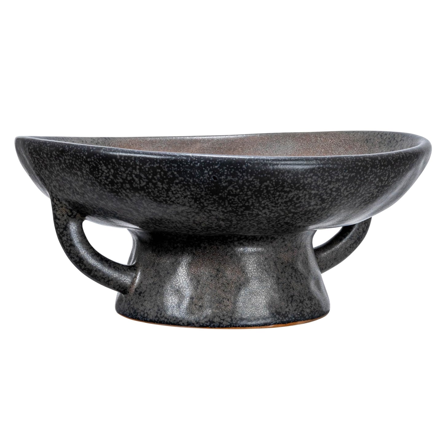 Creative Co-Op Stoneware Bowl with Handle and Base, Black Reactive Glaze