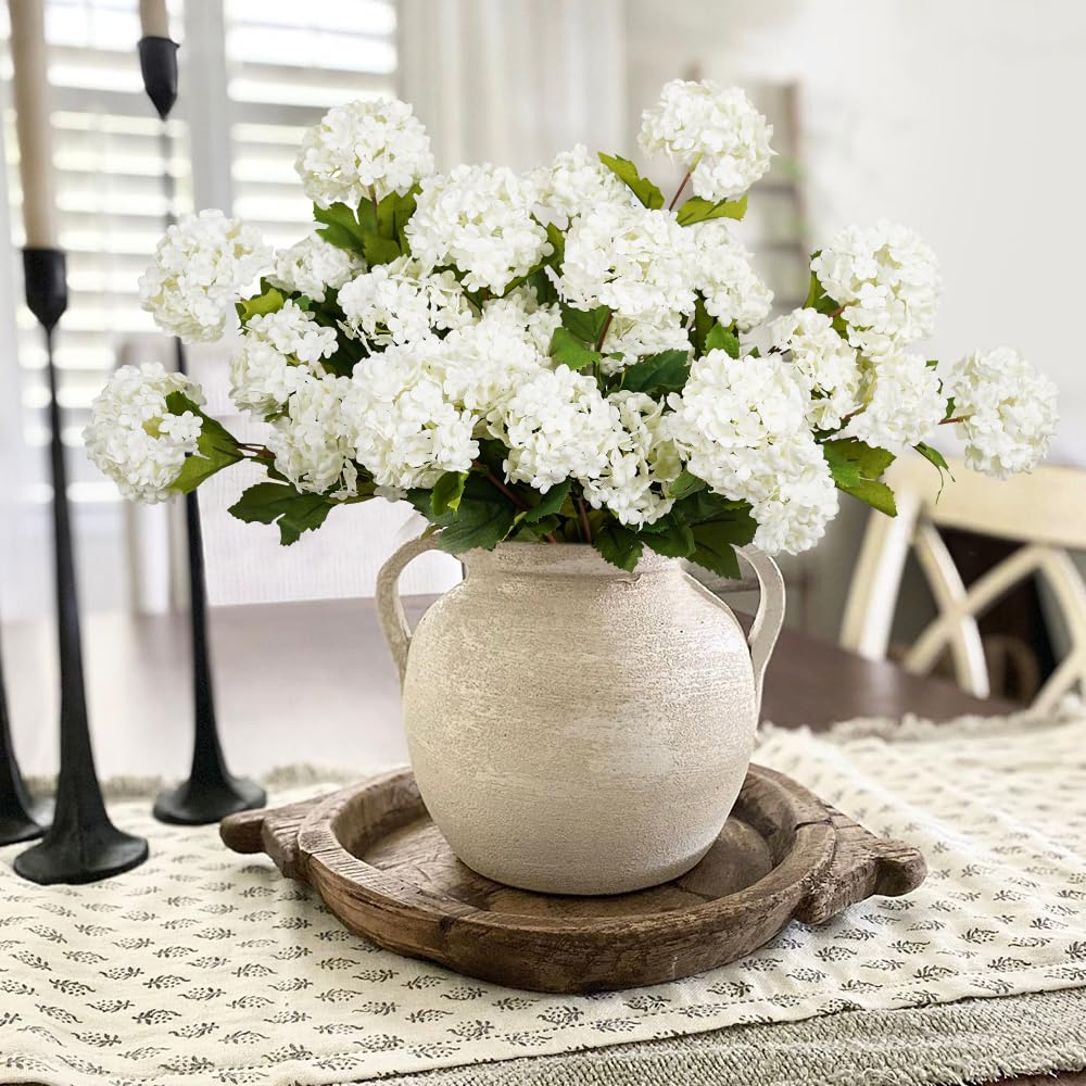 Artificial Flowers for Decoration, 3Pcs 23inch White Hydrangea Fake Flowers, Artificial Silk Flowers Bouquets Faux Flowers for Vase Faux Floral Stems for Wedding Party Kitchen Home Decorations